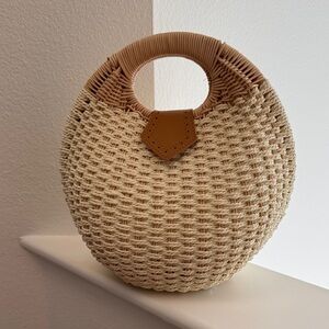 Round Woven Rattan Handbag